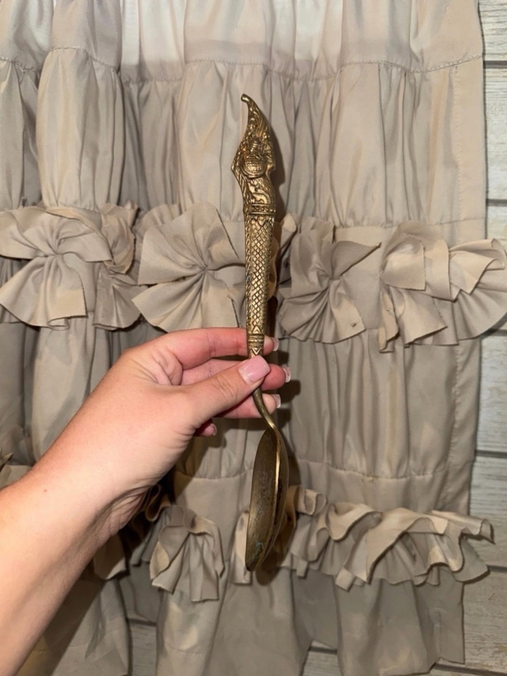 Brass Decorative Serving Spoon - Gold Finish